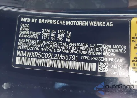 2020 Mini Hardtop Cooper S from USA, damaged, VIN WMWXR5C02L2M55791